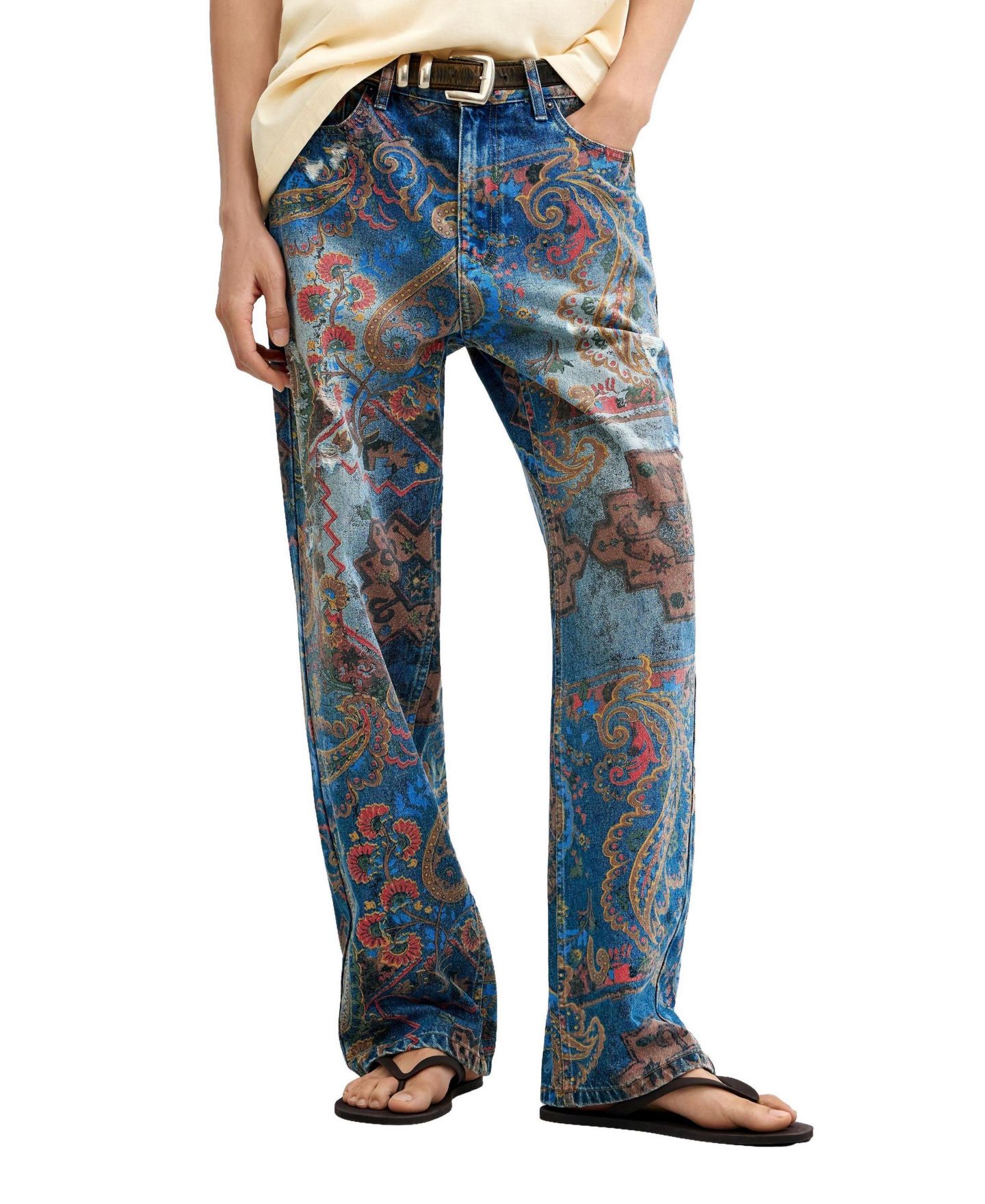 Мужские джинсы Desigual Printed, цвет: Средний синий — фото 1
