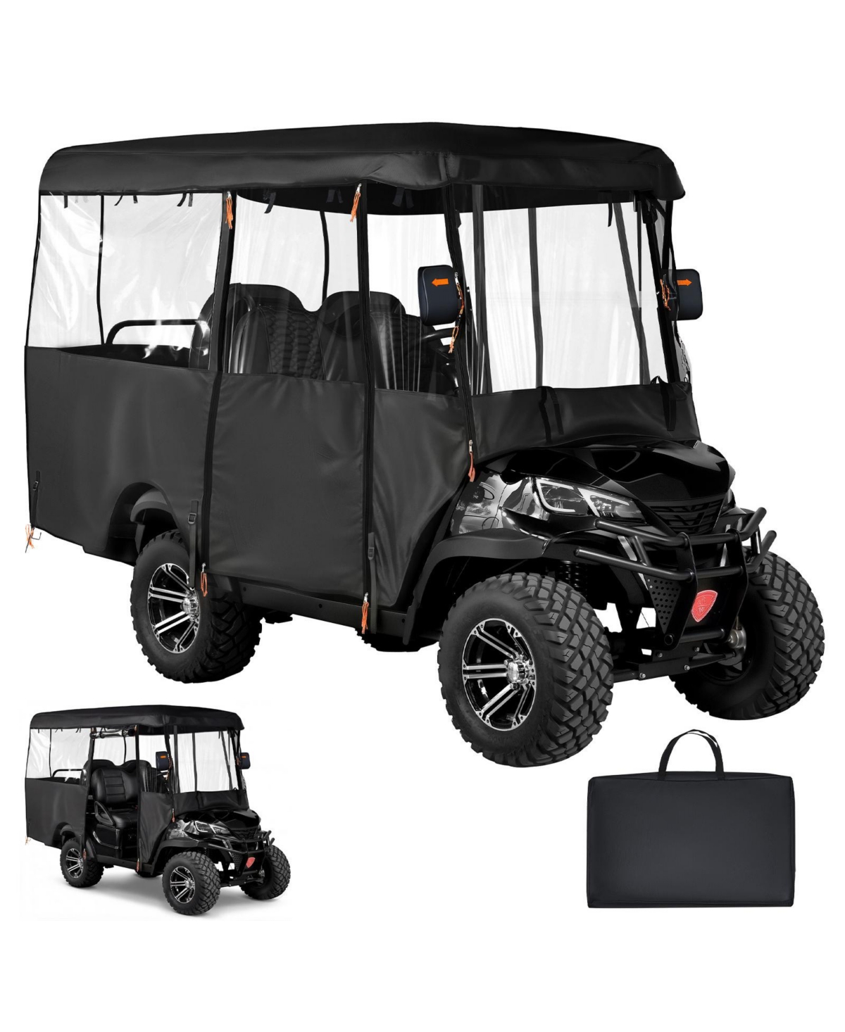 Sugift Visible Full-Enclosure 2 Plus2/4 Passenger Golf Cart Cover 420D Waterproof Fabric