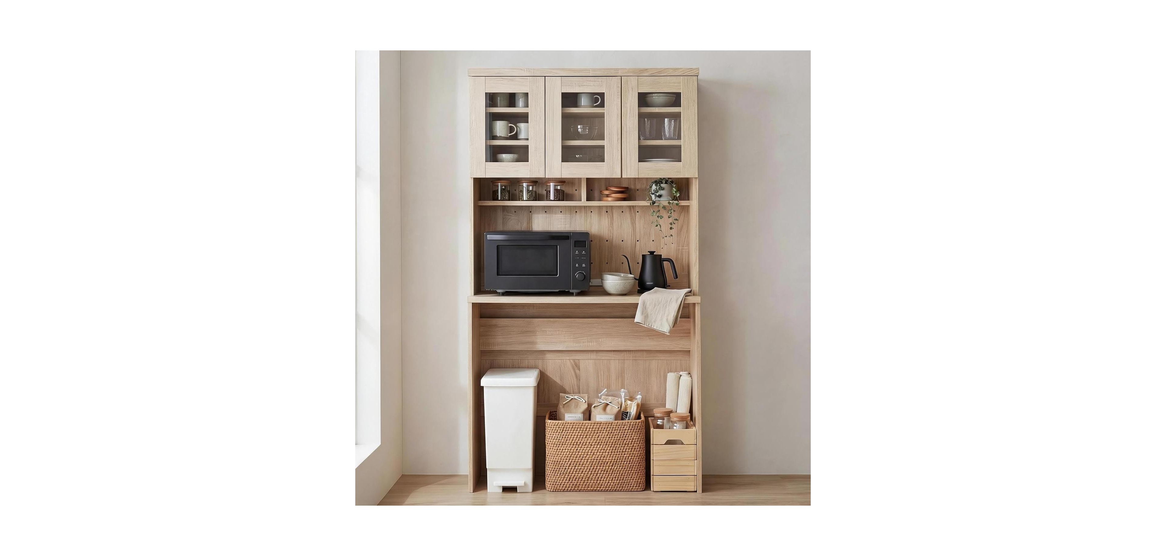 gaomon 71.5" H Kitchen Cabinet with Trash Can Storage – Kitchen Trash Can Cabinet with Microwave Stand, 35.4" Wide Kitchen Pantry for Dining Room