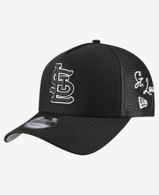 Men's Black St. Louis Cardinals Side Script 9FORTY A-Frame Trucker Adjustable Hat