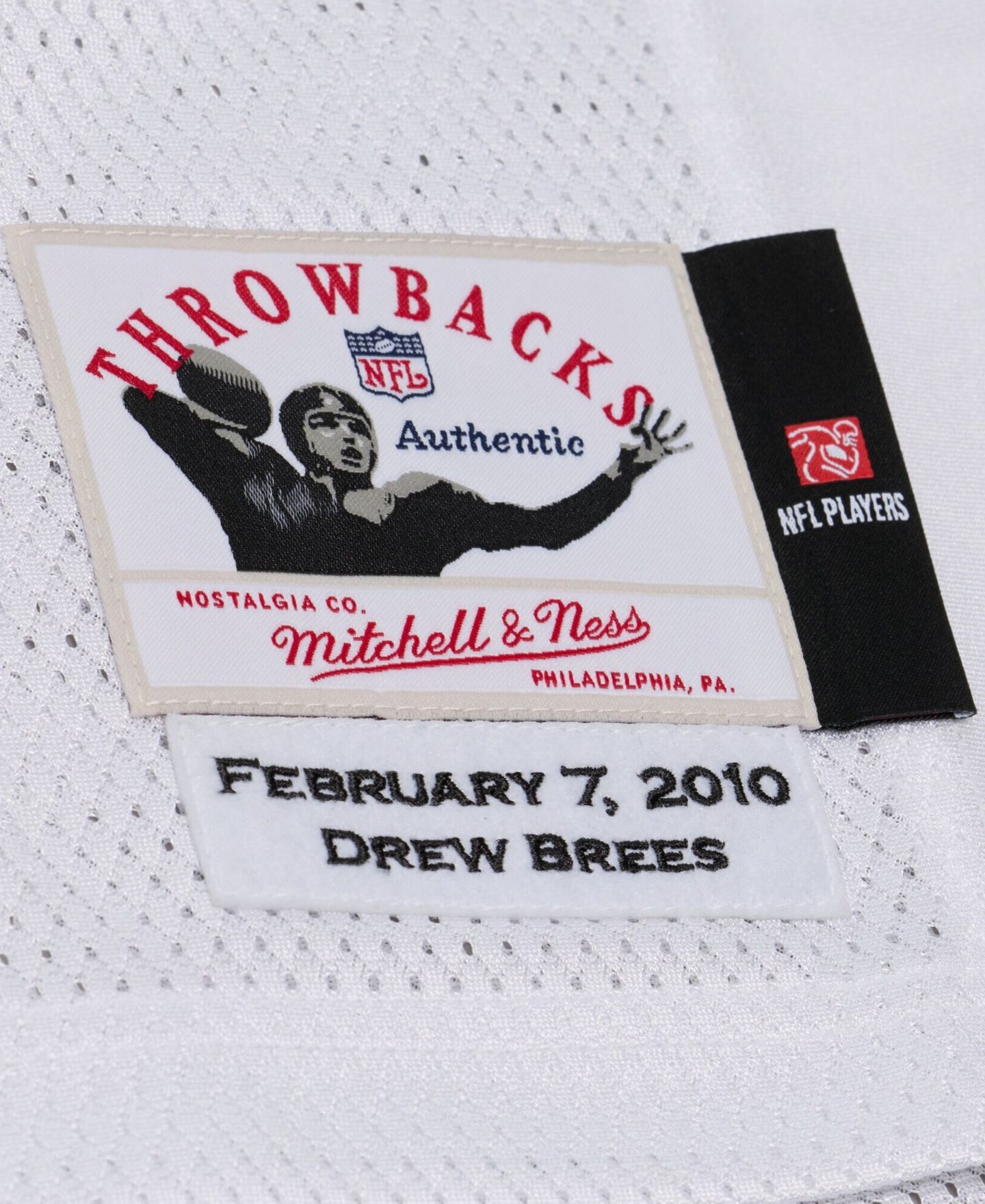 Мужской топ Mitchell & Ness Drew Brees White New Orleans Saints Super Bowl XLIV Authentic Jersey — фото 4