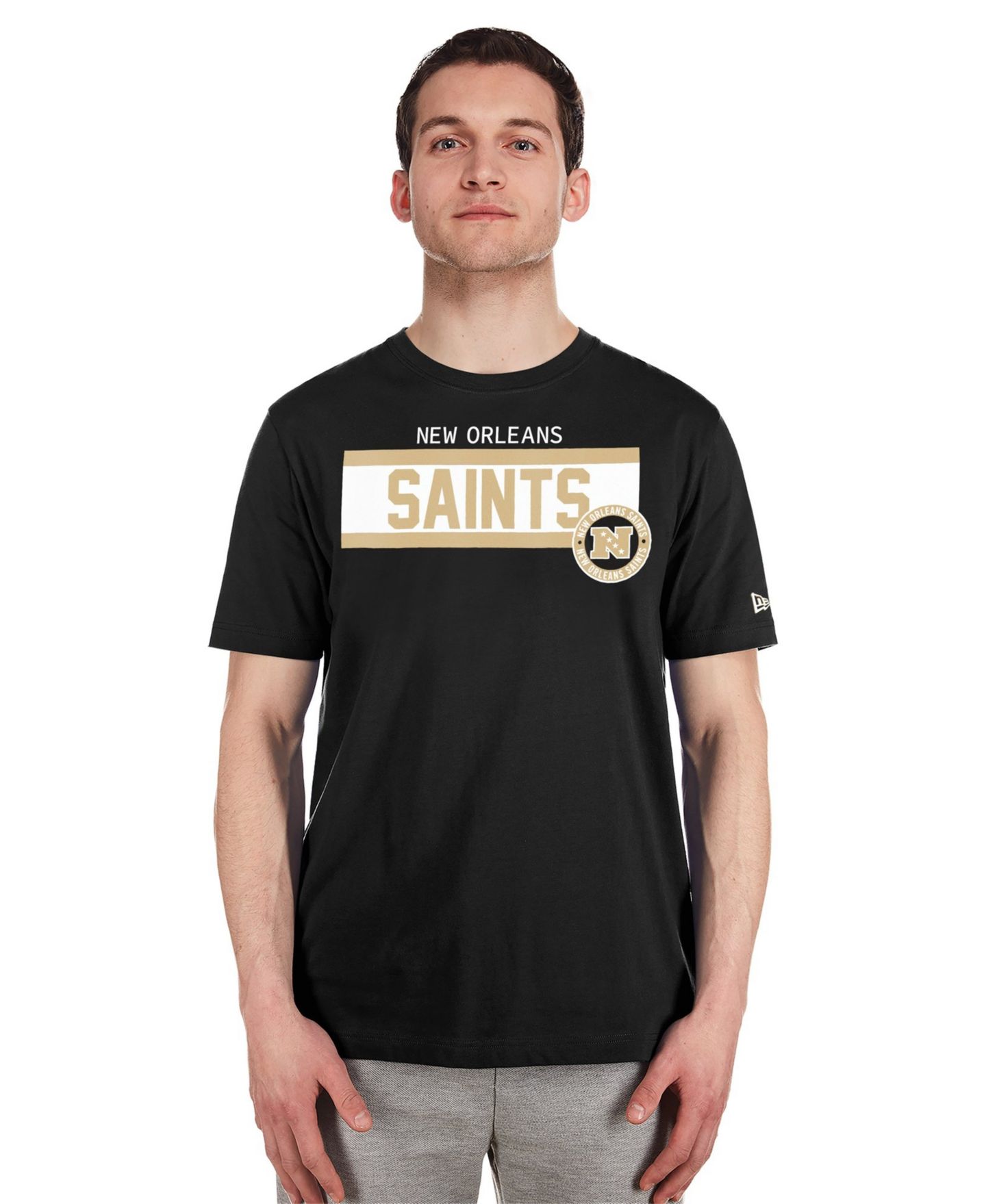 Мужская футболка New Era Black New Orleans Saints 3rd Down High Density Print — фото 2