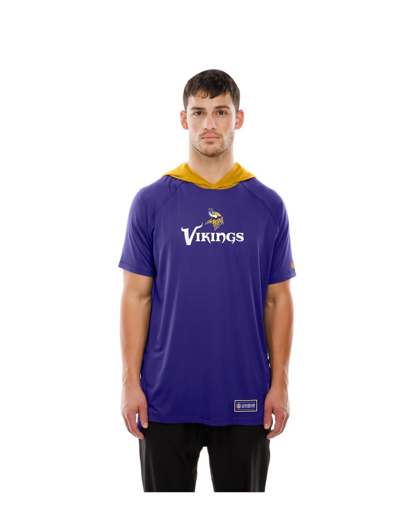 Мужская футболка New Era Purple Minnesota Vikings Combine Authentic Hooded Raglan Short-Sleeve — фото 2