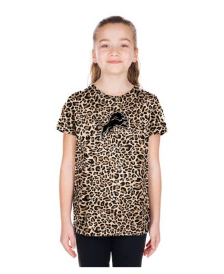 Big Girls Tan Detroit Lions Mom Me Leopard T-Shirt