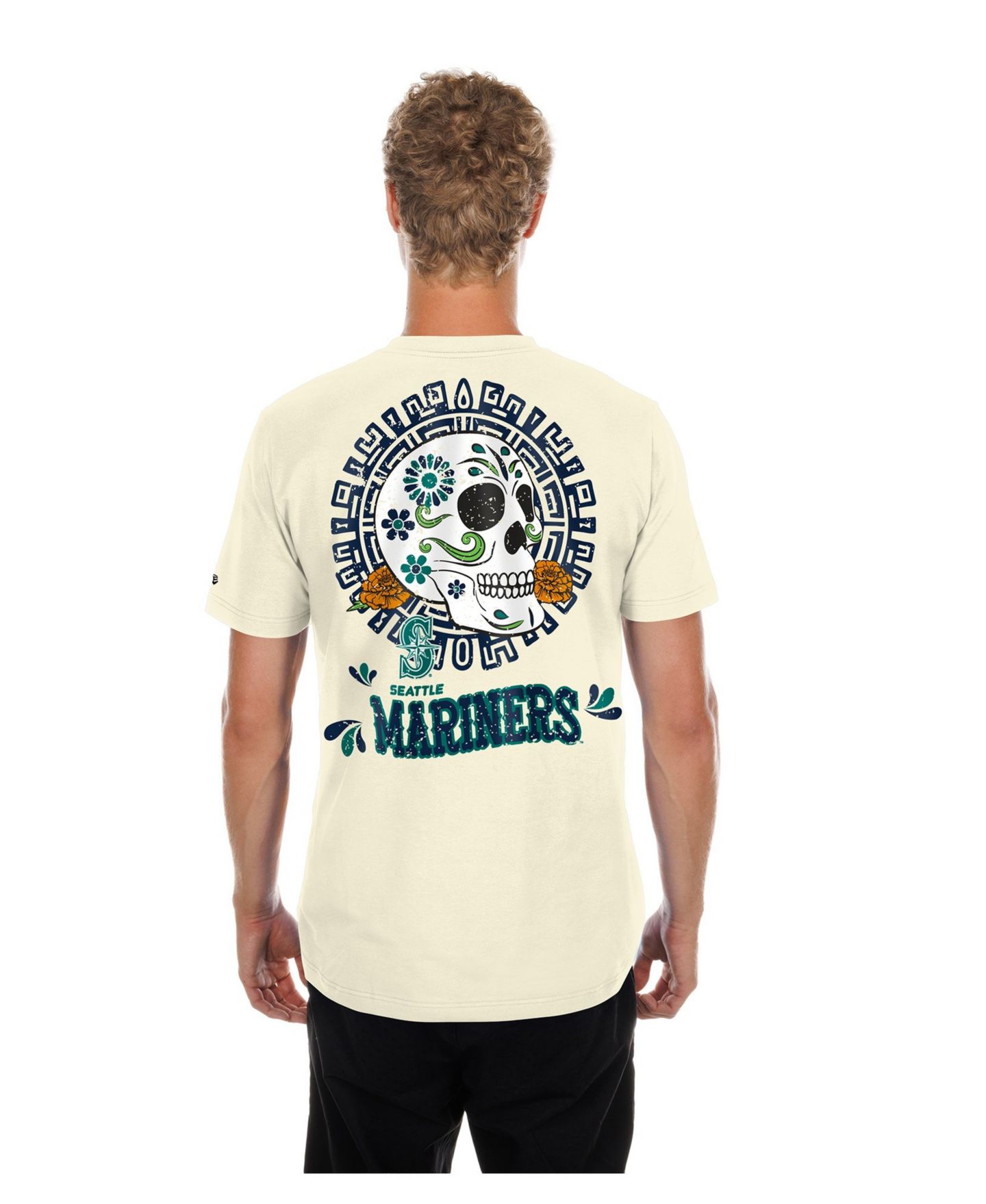 Мужская футболка New Era Natural Seattle Mariners Dia de los Muertos Sugar Skull — фото 2