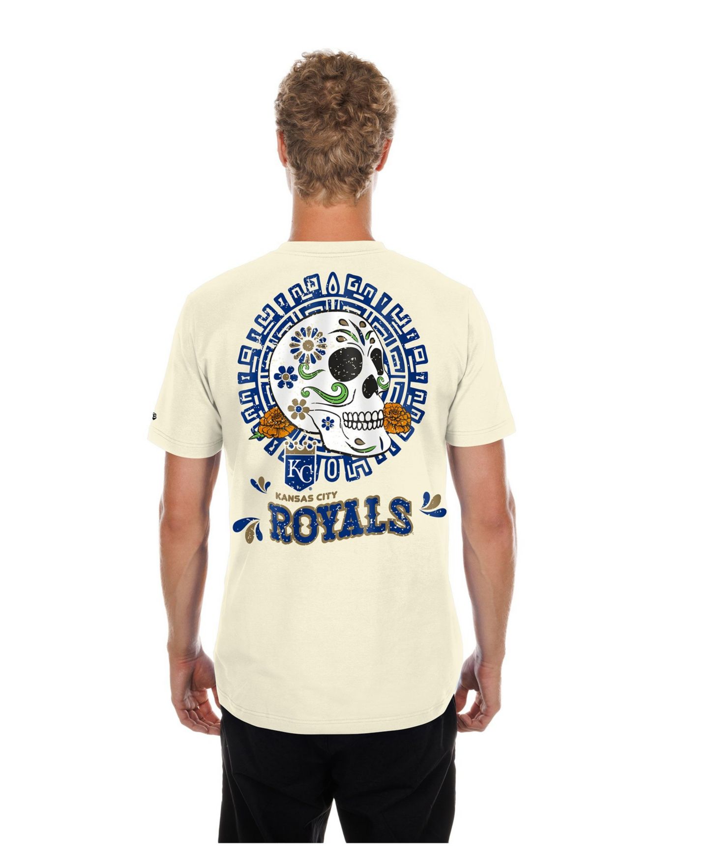 Мужская футболка New Era Natural Kansas City Royals Dia de los Muertos Sugar Skull — фото 2
