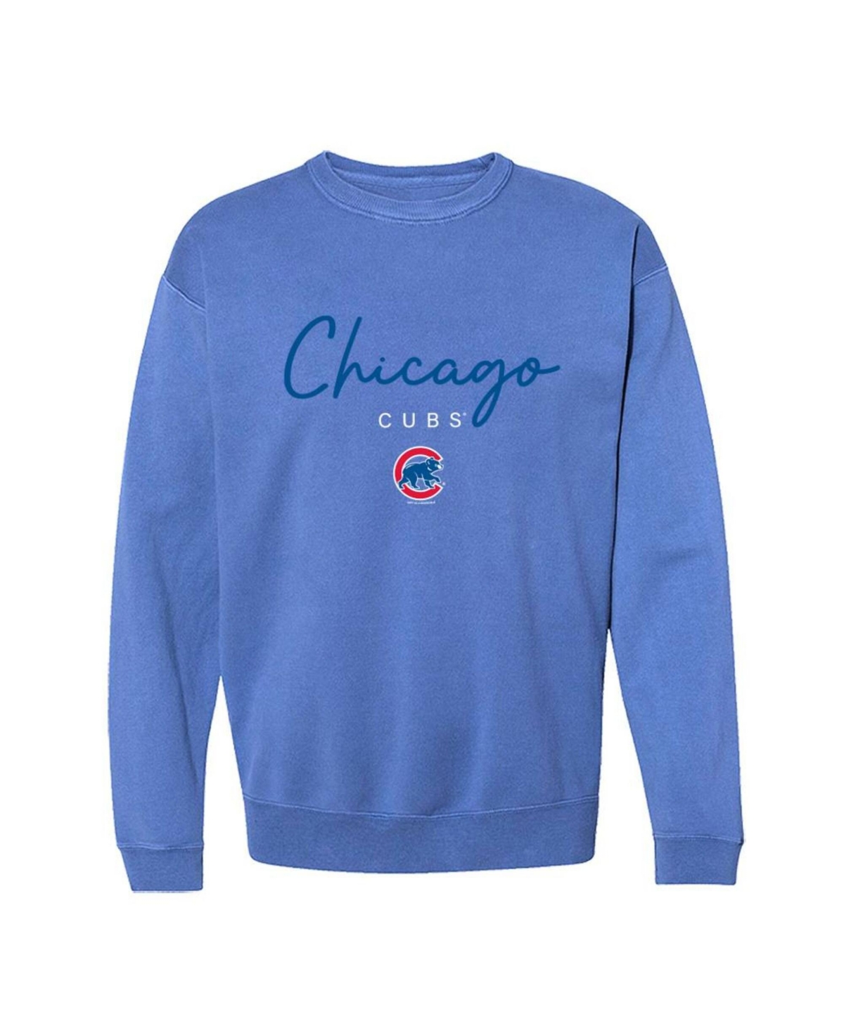 Soft As A Grape Women's Chicago Cubs Pigment Dye Crewneck Sweatshirt In Royal