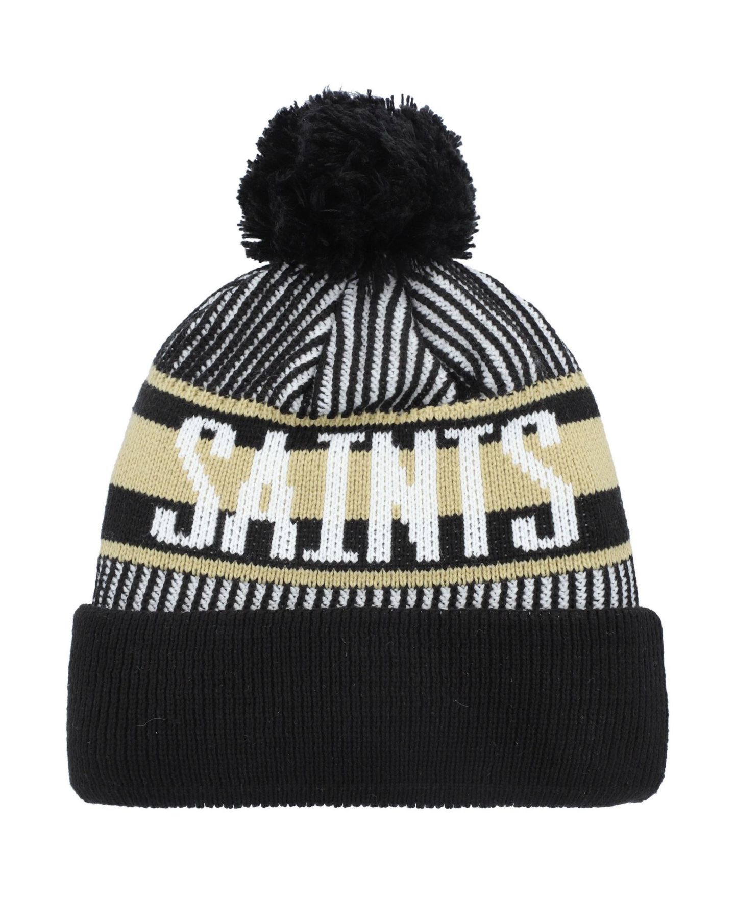 Детская шапка New Era Black New Orleans Saints Striped Cuffed Knit Hat with Pom — фото 2