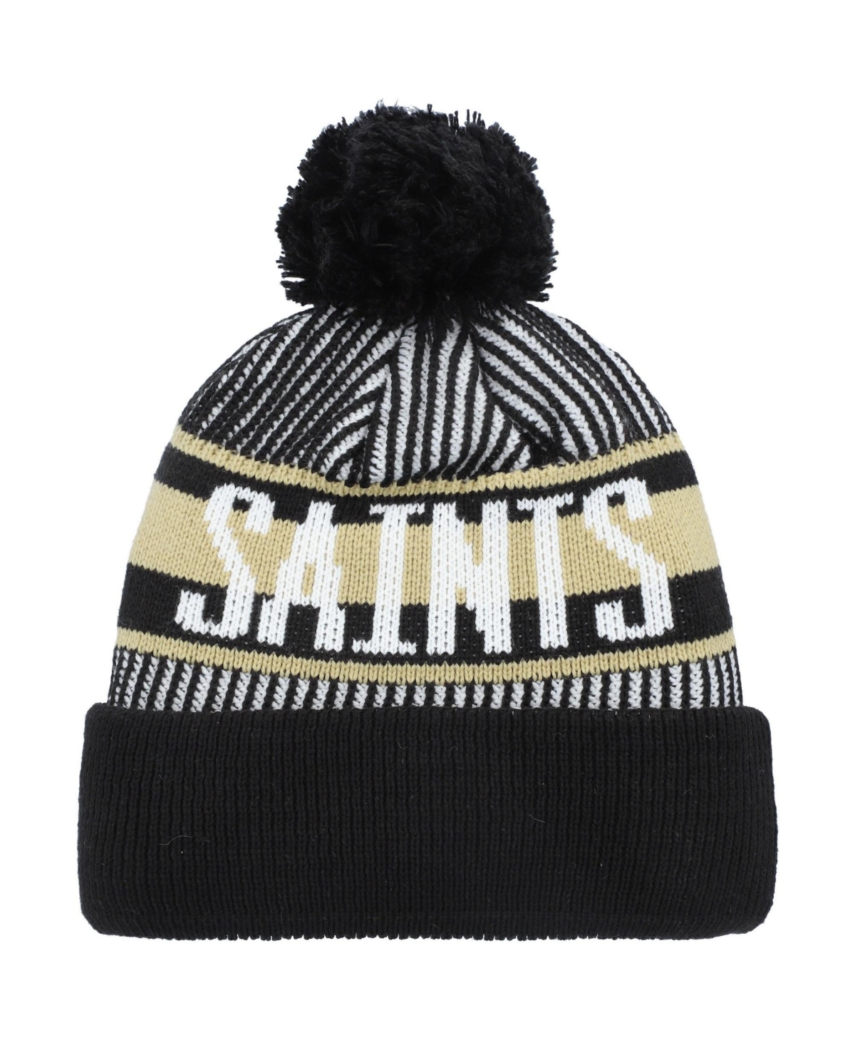 New Era Big Boys and Girls Black New Orleans Saints Striped Cuffed Pom with Knit Hat