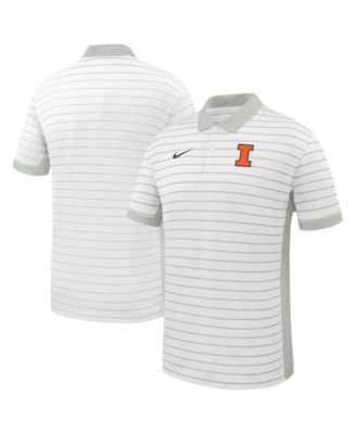 Men's White Illinois Fighting Illini Victory Stripe Dri-FIT Polo Shirt