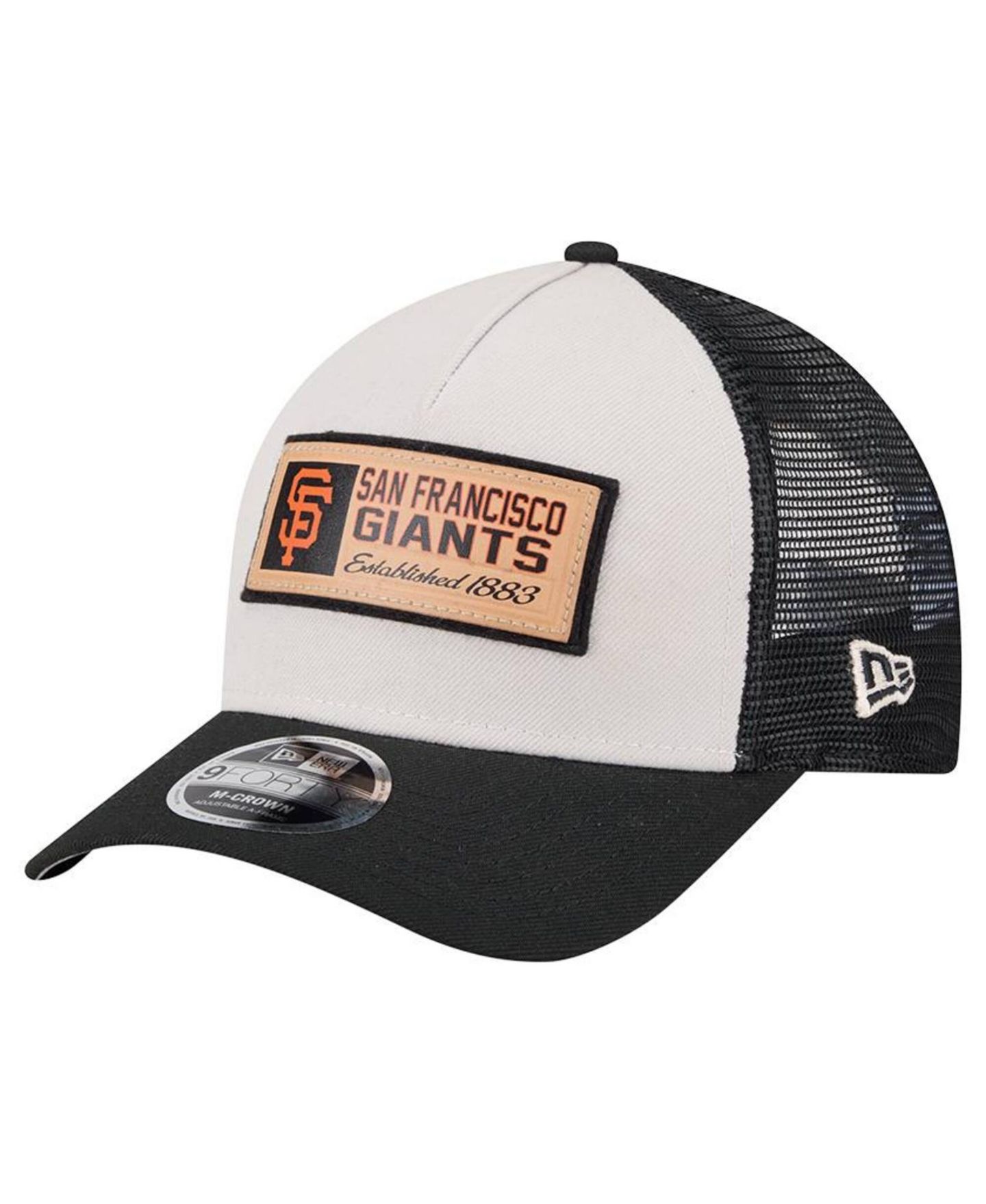 Мужская кепка New Era Stone/Black San Francisco Giants Text A-Frame Trucker 9FORTY Hat — фото 1