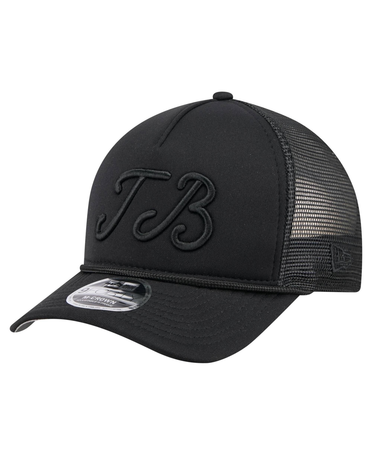 New Era Men's Black Tampa Bay Rays City Initial 9FORTY A-Frame M-Crown Adjustable Trucker Hat