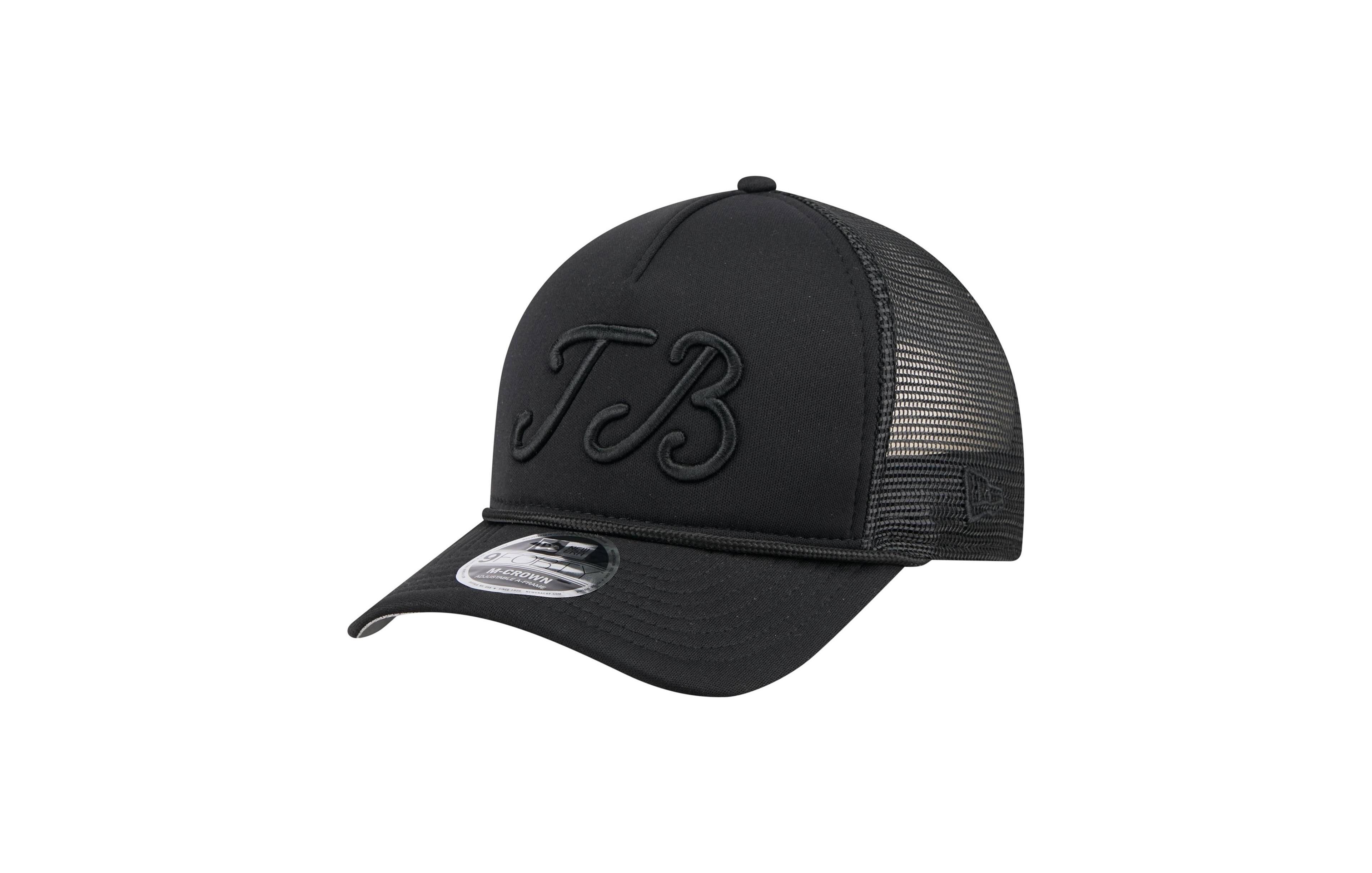 New Era Men's Black Tampa Bay Rays City Initial 9FORTY A-Frame M-Crown Adjustable Trucker Hat