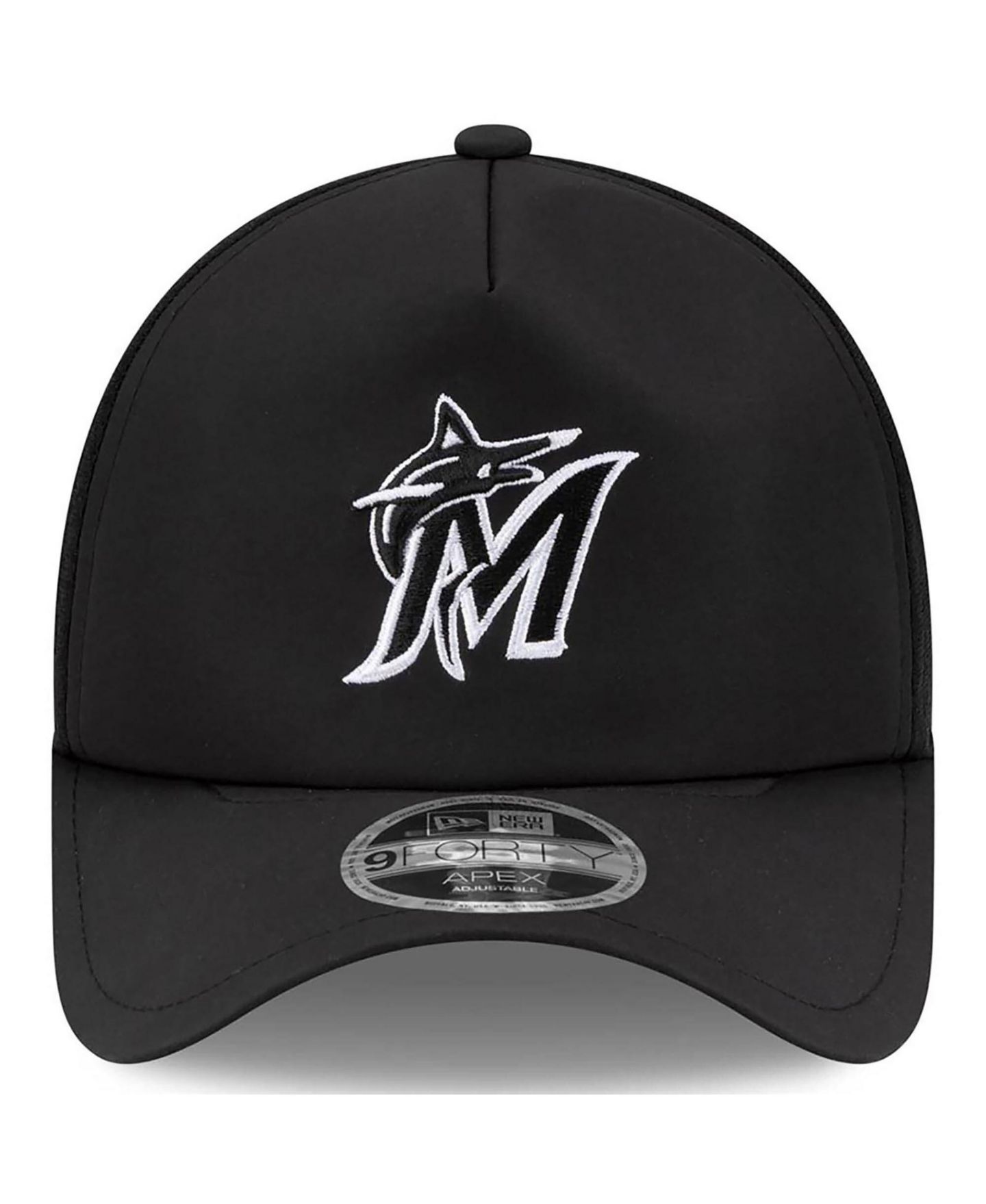 Мужская кепка New Era Black Miami Marlins 2026 Batting Practice Apex 9FORTY Adjustable Trucker Hat — фото 2