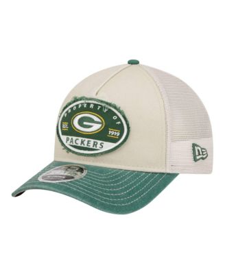 Men's Natural Green Bay Packers Frayed M-Crown A-Frame 9FORTY Adjustable Hat