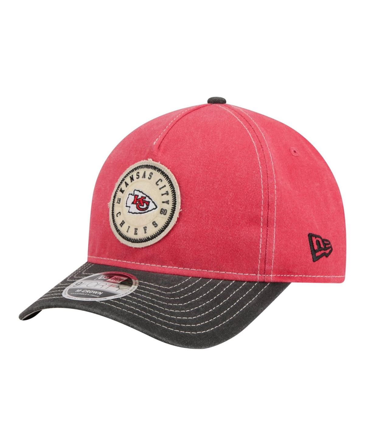 New Era Men's Red/Black Kansas City Chiefs 9FORTY Felt A-Frame Adjustable Hat - Red, Black