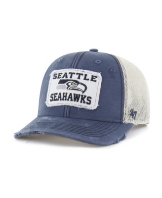 Men's Navy Seattle Seahawks Egremont Well-Worn Adjustable Trucker Hat