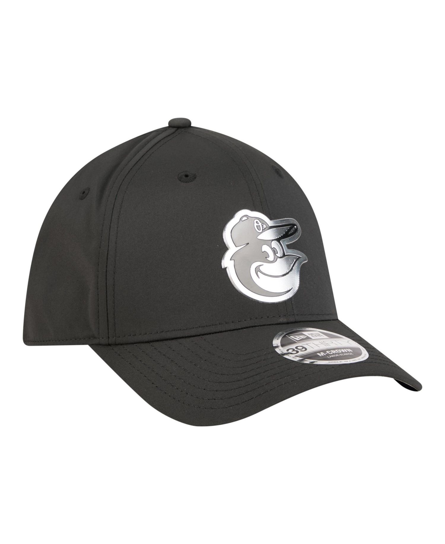 Men's Black Baltimore Orioles Metallic 39THIRTY M-Crown Flex Hat