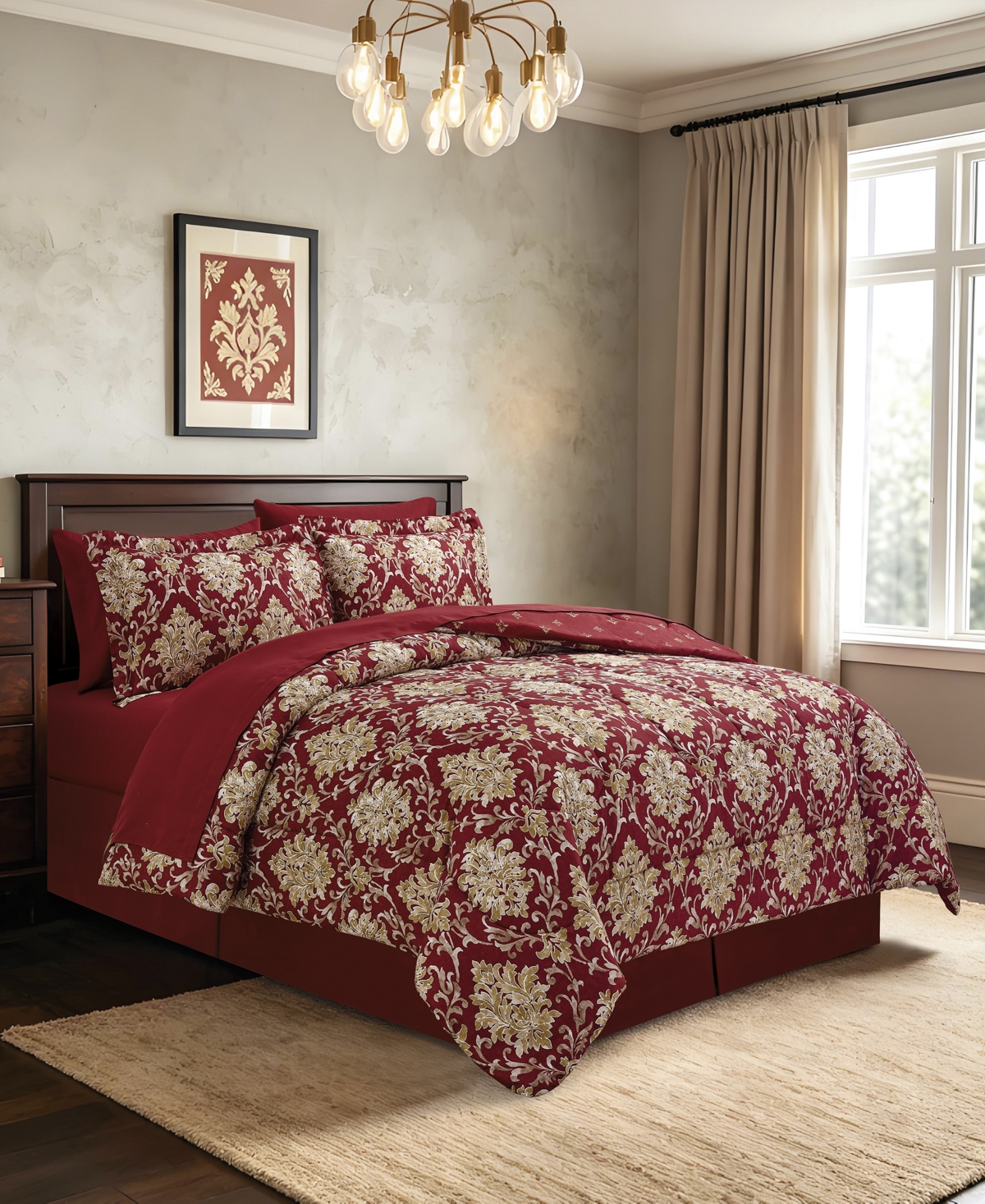 Macy's Alexa Damask Reversible Microfiber 8-Piece Comforter Set