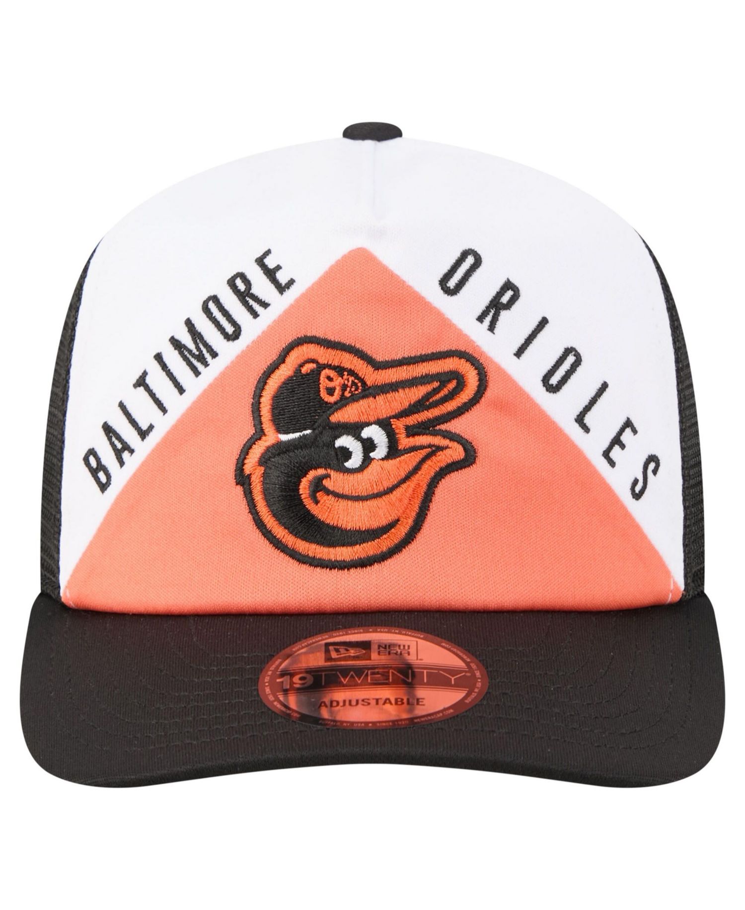 Men's White/Black Baltimore Orioles Retro Cut 19TWENTY Adjustable Trucker Hat
