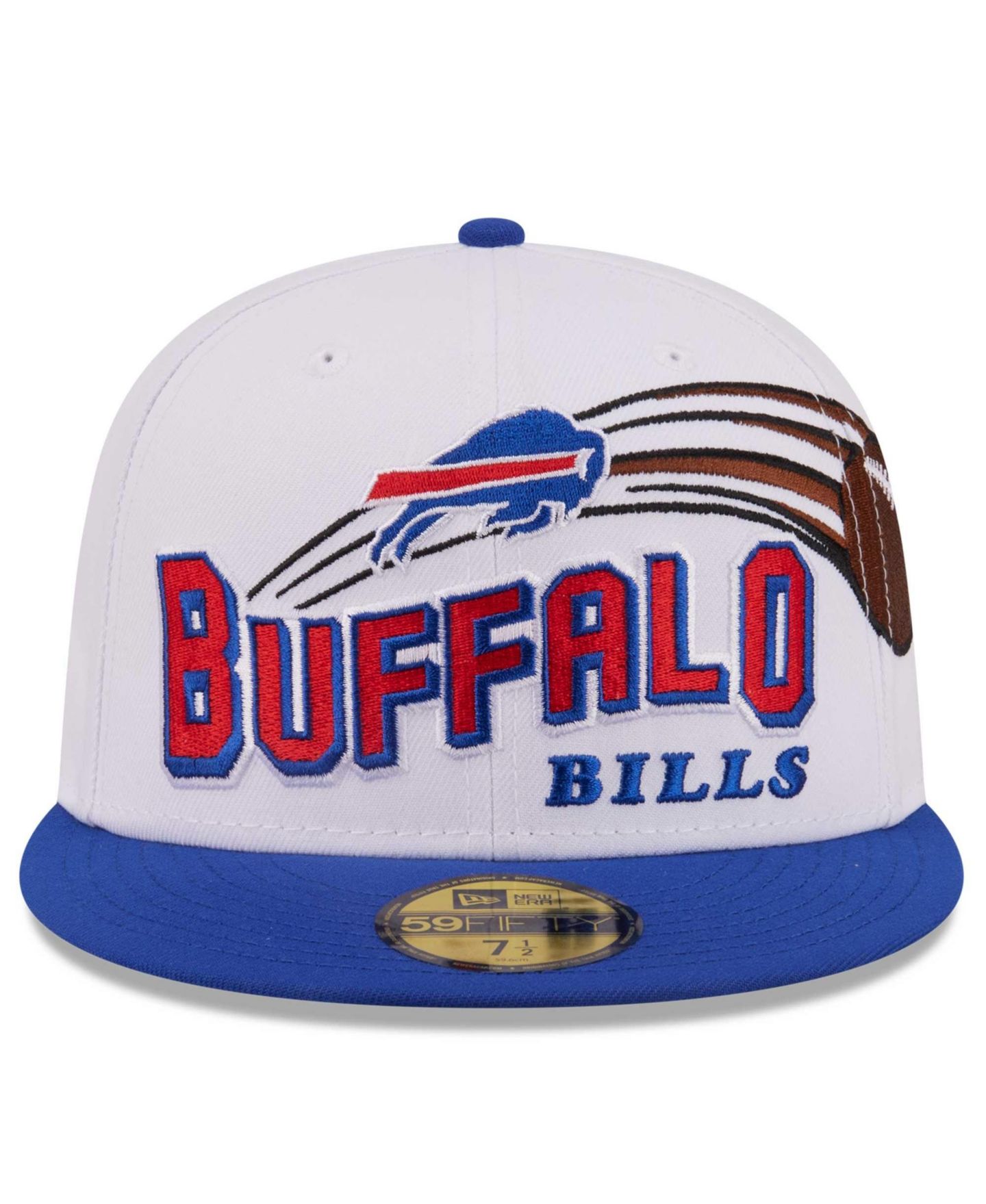 Мужская кепка New Era White/Royal Buffalo Bills Retro Swoop 59FIFTY Fitted Hat — фото 3