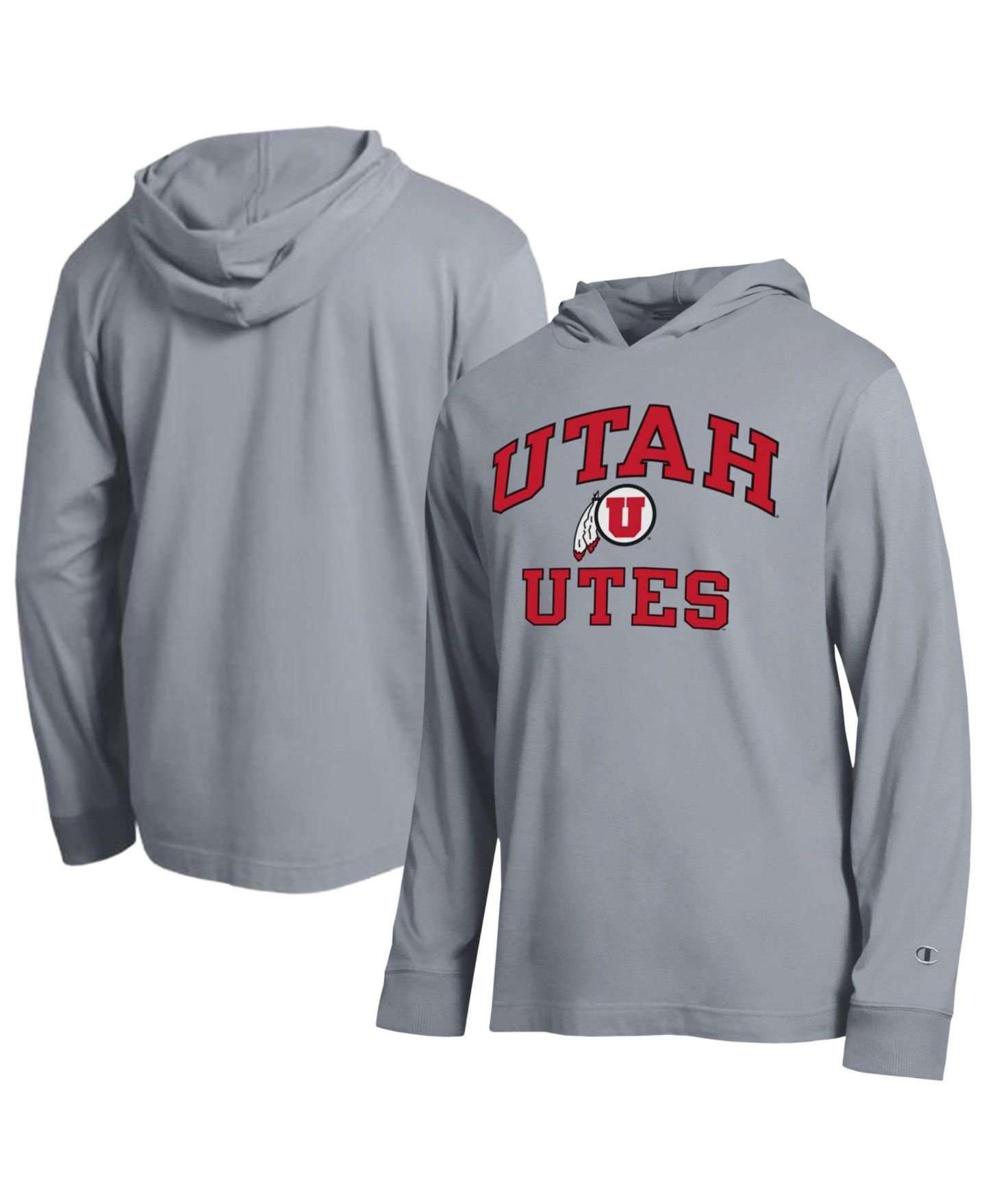 Мужская футболка Champion Heather Gray Utah Utes High Motor All-Star Long Sleeve Hooded — фото 1