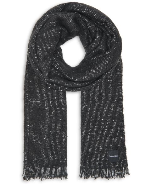 Женский шарф Calvin Klein Fluffy Sequin Blanket, цвет: Чёрный