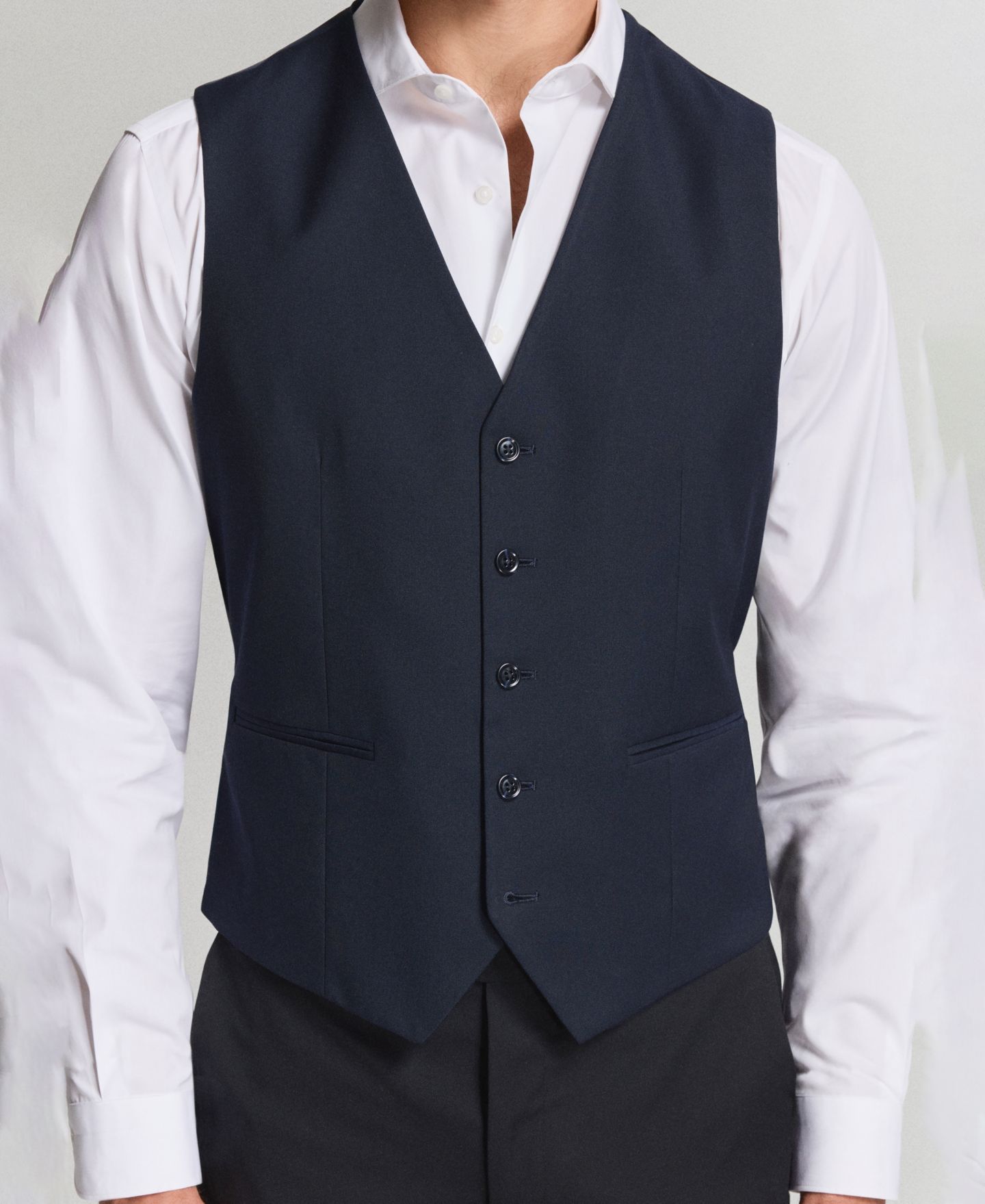 Мужской жилет MANGO Milan Slim-Fit V-Neck Suit Vest, цвет: Тёмно-синий — фото 8