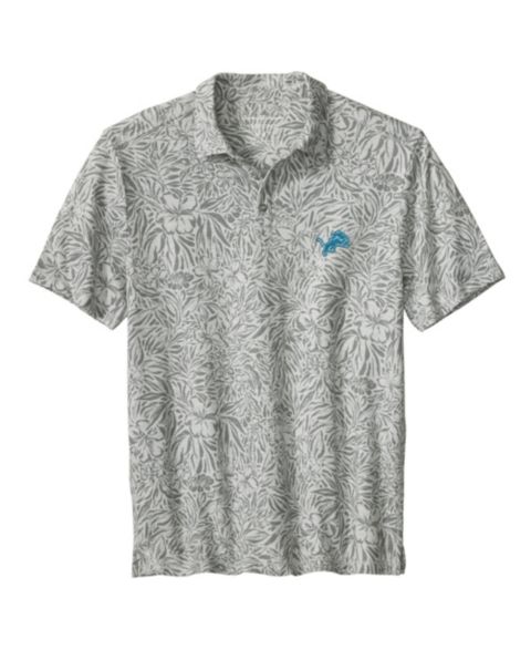 Мужское поло Tommy Bahama Gray Detroit Lions IslandZone Wild Hibiscus Tri-Blend Polo Shirt