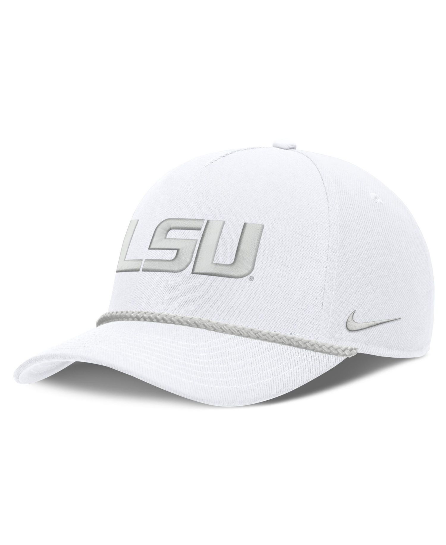 Men's and Women's White LSU Tigers Rope Rise Adjustable Hat