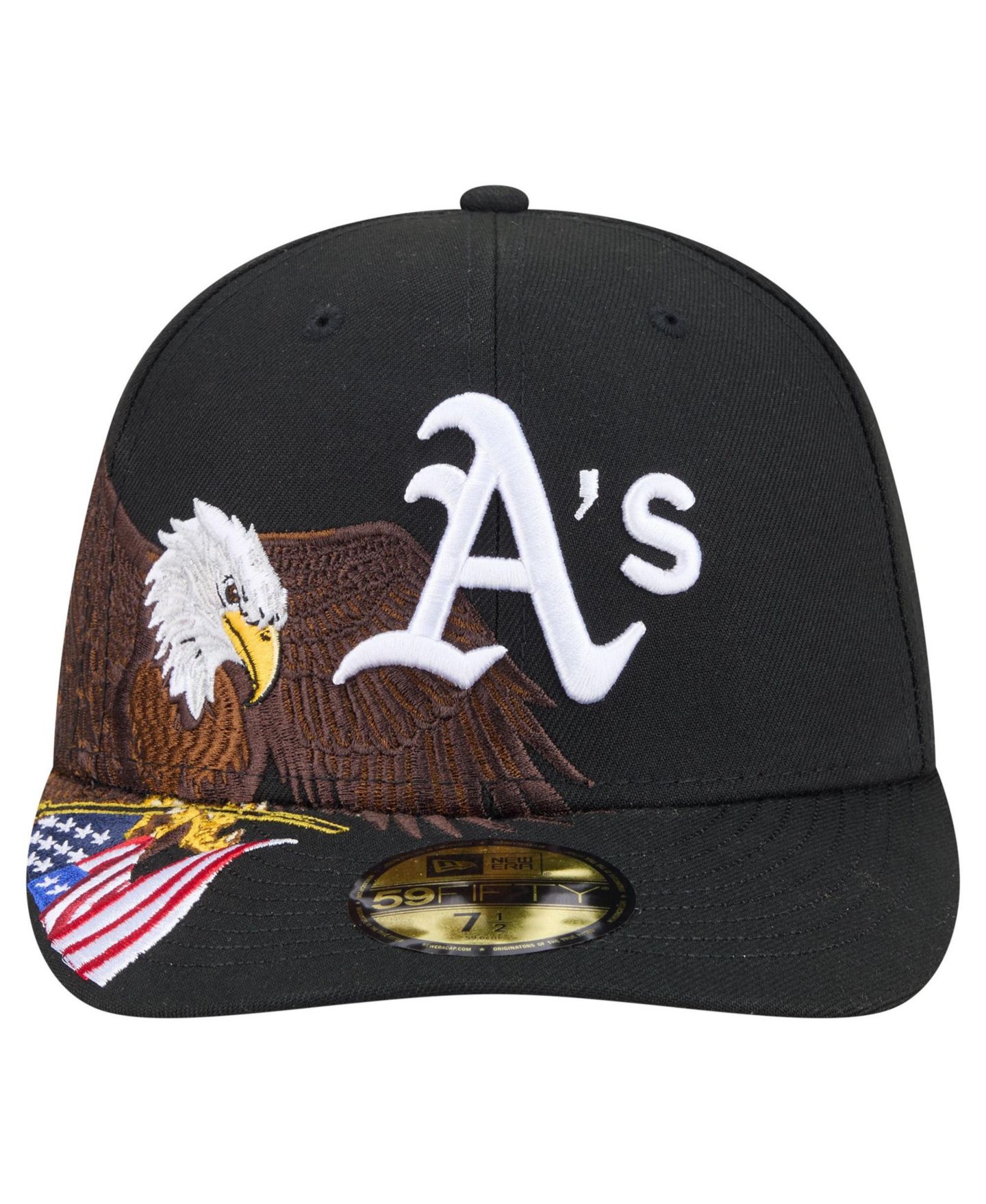 Мужская кепка New Era Black Athletics Americana Bald Eagle Pre-Curved 59FIFTY Fitted Hat — фото 2