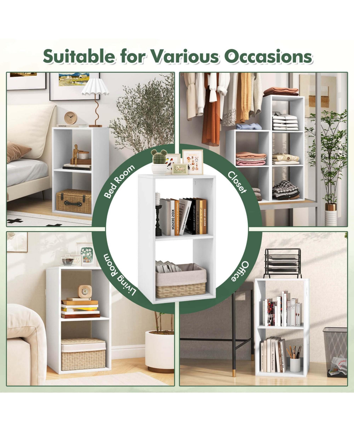 Costway 2-Cube Bookcase Open Back Bookshelf with Anti-tip Kit Modern Style Organizer