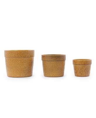 Handmade Ceramic Planter Set of 3 - 15/12/9 Inch Flower Pots with Earth-Tone Speckled Glaze, Breathable Clay for Orchids and Indoor Plants