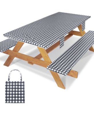 Waterproof Fitted Picnic Table Cover With Bench Covers Elastic Camping Outdoor
