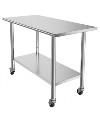 Mobile Stainless Steel Food Prep Table with Lockable Casters
