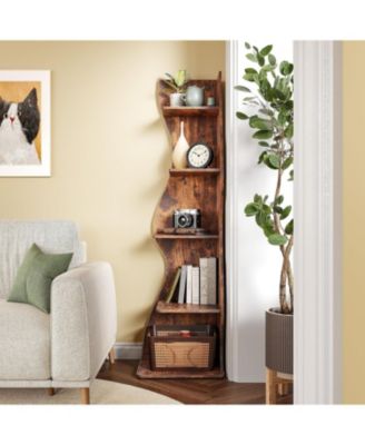 5-Tier Wall Corner Bookshelf for Small Space