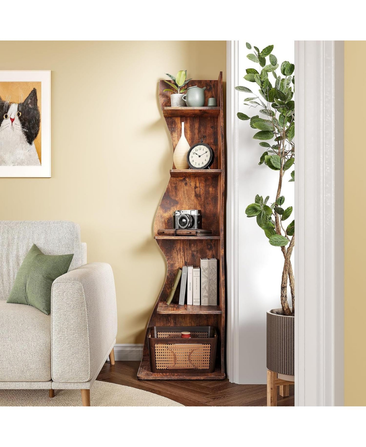 Tribesigns 5-Tier Wall Corner Bookshelf for Small Space