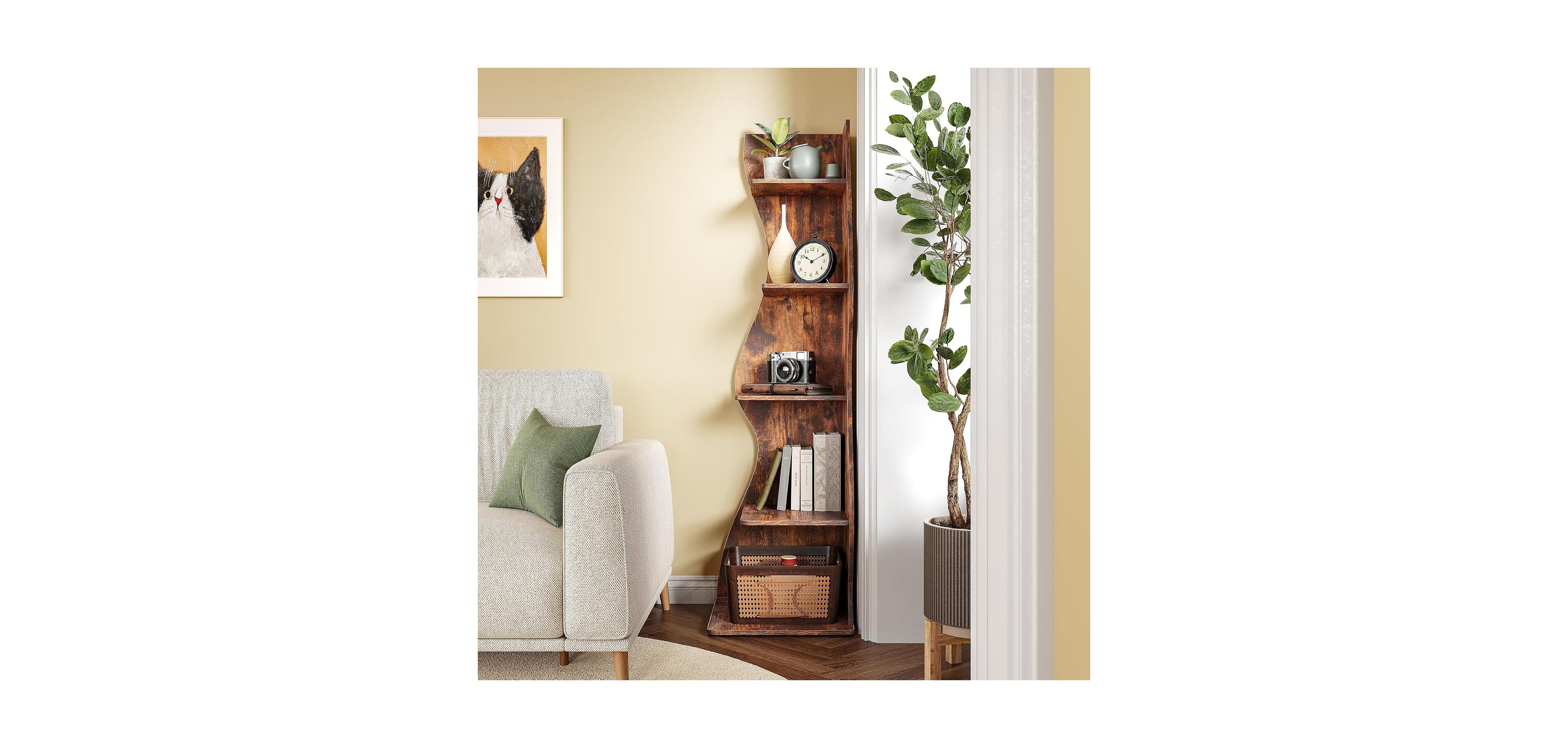 Tribesigns 5-Tier Wall Corner Bookshelf for Small Space