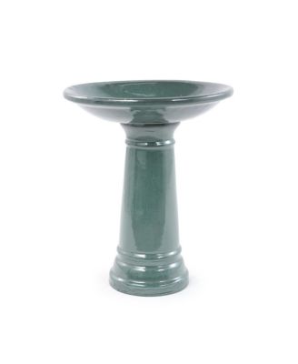 Ceramic Bird Bath Outdoor - 12.4" Diameter Pedestal Birdbath,   Backyard Patio Yard Wild Bird Water Feeder Decor