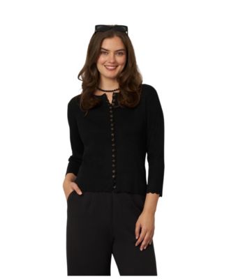 Women's Scalloped Rib Trim Cardigan