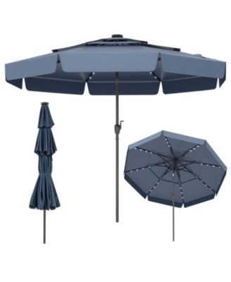 10-Foot Solar LED Patio Umbrella with 3-Tier Vented Top
