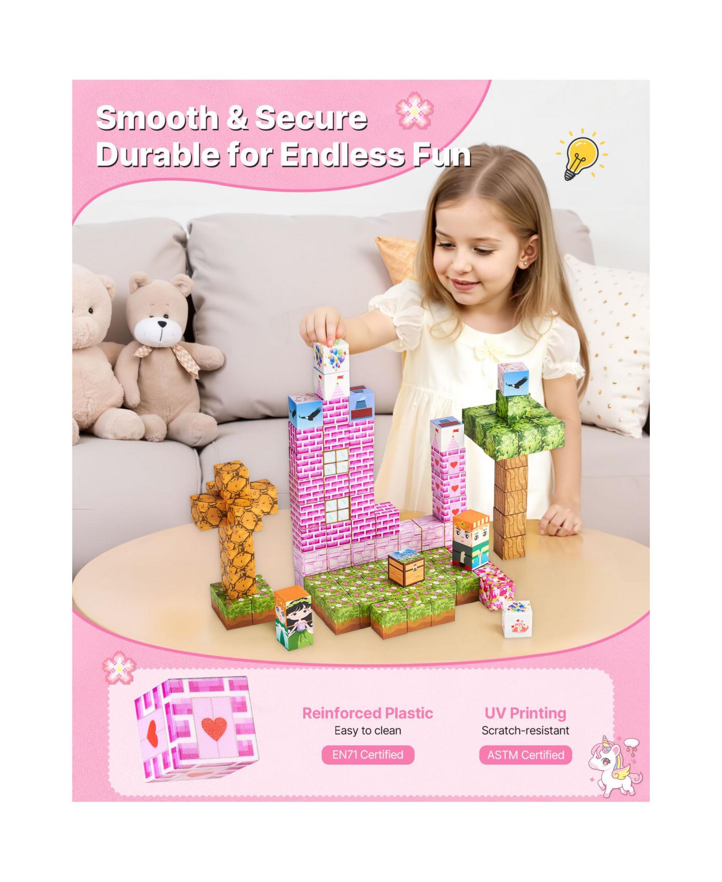 Детский конструктор HONGGE Princess Castle 100-Piece Magnetic Building Set, Ages 3+ — фото 5