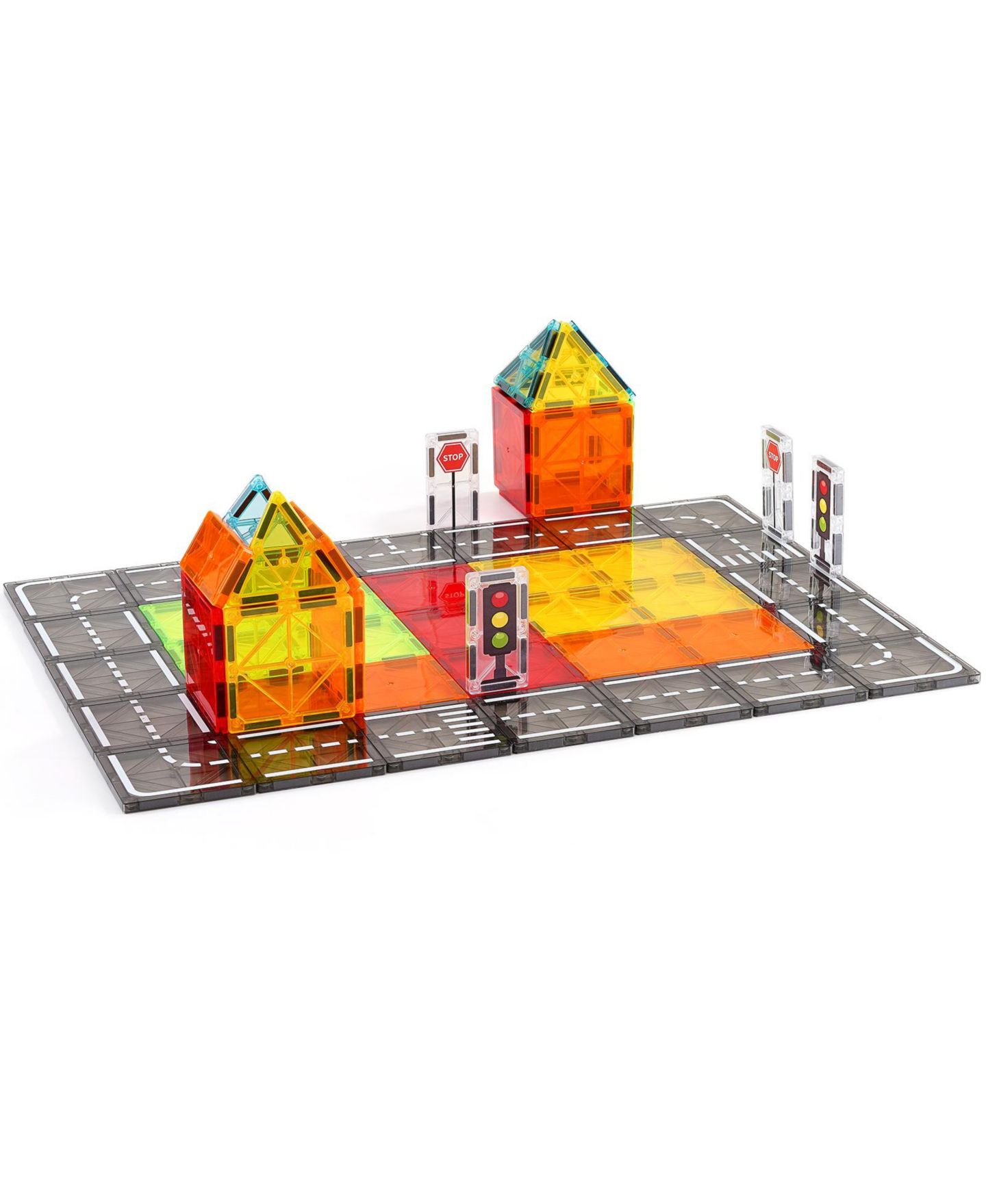 Детский конструктор HONGGE Road Building Tiles 56-Piece Construction Set, Ages 3+, цвет: Синий — фото 3