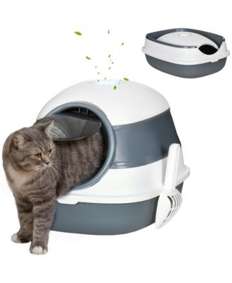 Dome Covered Cat Litter Box with Lid Scoop and Air Freshener