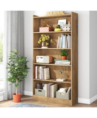 72-inch Tall Bookcase, Farmhouse 6-Tier Library Bookshelf