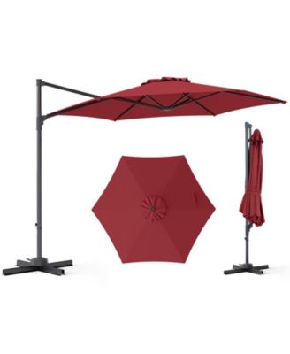10 Feet Cantilever Patio Umbrella with 360 Rotation and Air Vent