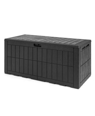 120 Gal Outdoor Deck Box with Lid Handles and Bench Seating for 3 Adults