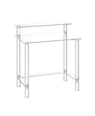 Clear Acrylic Office Desk with Monitor Shelf, 2-Tier Study Computer Table for Bedroom