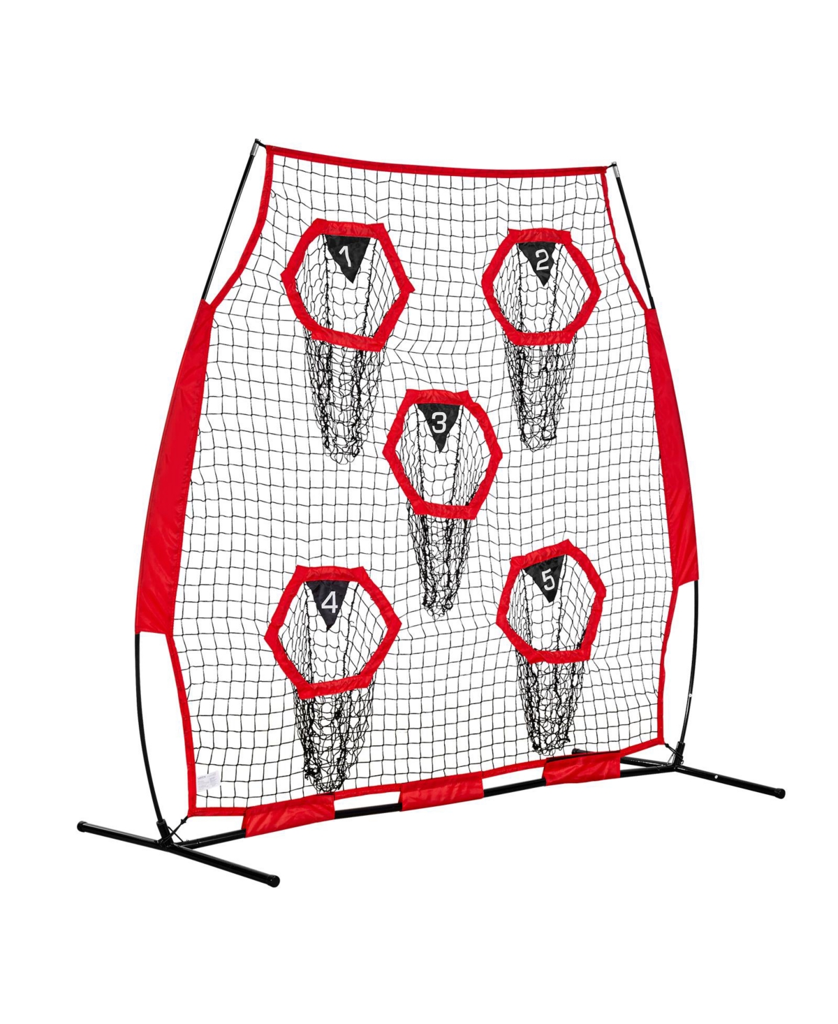 Hongge 6 x 6 ft Football Throwing Target Net with 5 Pockets Knotless Netting and Carry Case for Qb Accuracy Drills