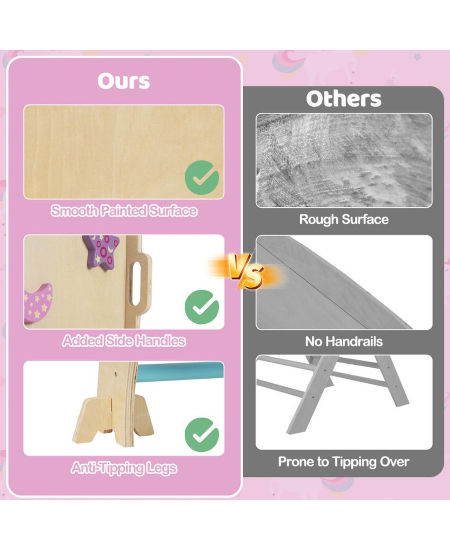 Детские игрушки HONGGE 8-in-1 Foldable Montessori Wooden Climbing Set, Ages 3+, цвет: Розовый — фото 5